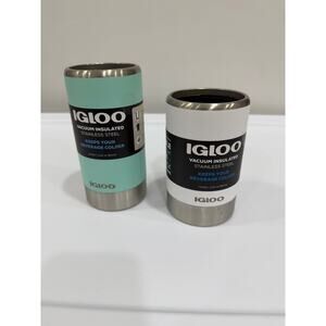 2 New Igloo 12 oz Coolmate Can Cooler Vacuum Insulated Stainless Steel Slim